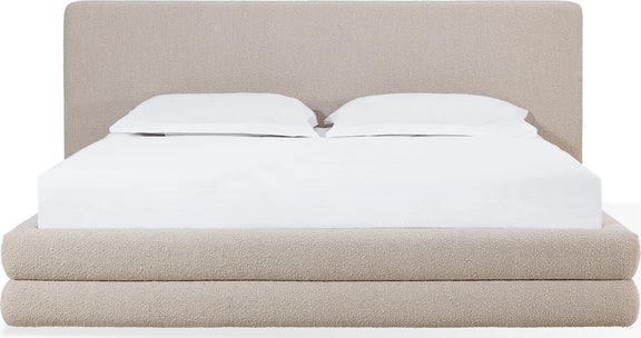 Maya California King-size Upholstered Platform Bed in Brun Boucle (2026)