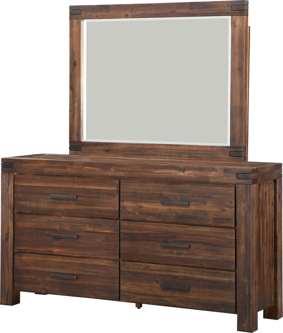 Meadow Six Drawer Solid Wood Dresser in Brick Brown (2024)