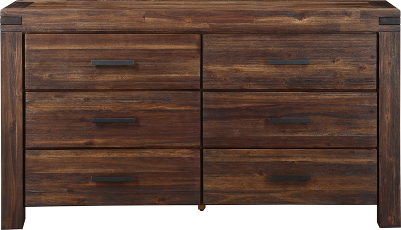 Meadow Six Drawer Solid Wood Dresser in Brick Brown (2024)