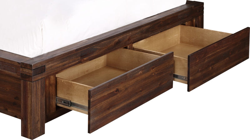 Meadow California King-size Solid Wood Footboard Storage Bed in Brick Brown