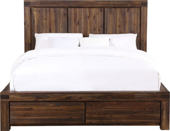 Meadow California King-size Solid Wood Footboard Storage Bed in Brick Brown