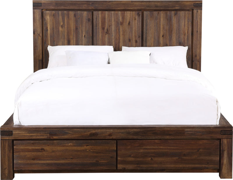 Meadow California King-size Solid Wood Footboard Storage Bed in Brick Brown