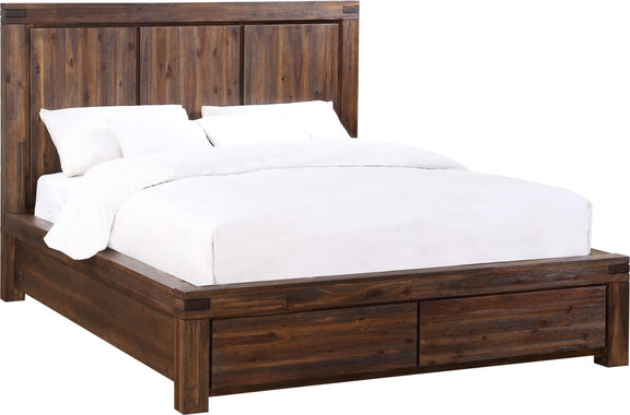 Meadow California King-size Solid Wood Footboard Storage Bed in Brick Brown
