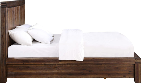 Meadow Queen-size Solid Wood Footboard Storage Bed in Brick Brown