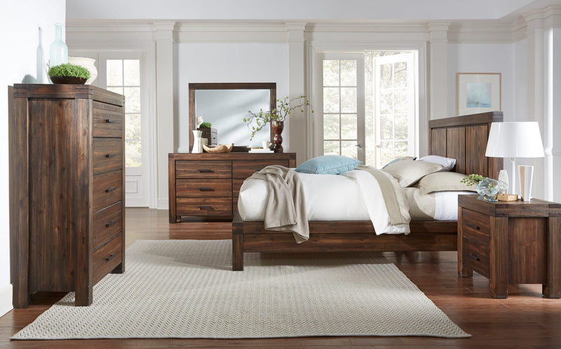 Meadow King-size Solid Wood Platform Bed in Brick Brown