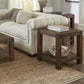 Meadow Solid Wood Rectangular Side Table in Brick Brown