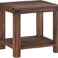 Meadow Solid Wood Rectangular Side Table in Brick Brown