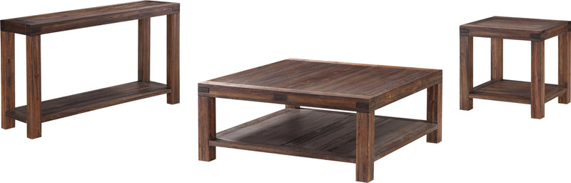 Meadow Solid Wood Rectangular Side Table in Brick Brown