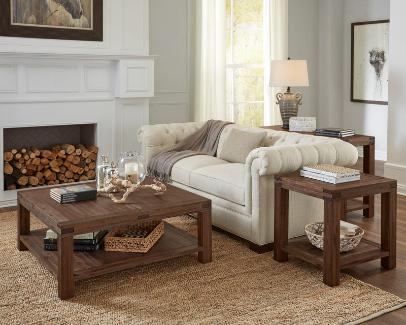 Meadow Solid Wood Square Coffee Table in Brick Brown