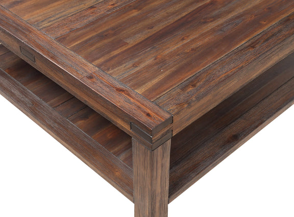 Meadow Solid Wood Square Coffee Table in Brick Brown