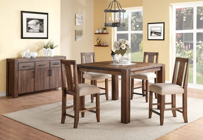 Meadow Solid Wood Square Counter Table in Brick Brown