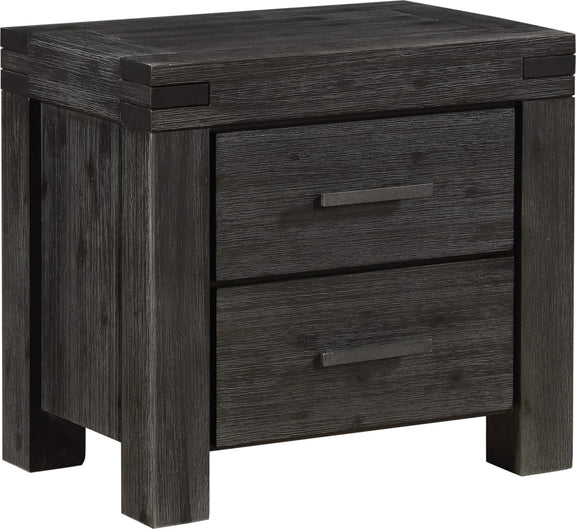 Meadow Solid Wood Two Drawer Nightstand in Graphite