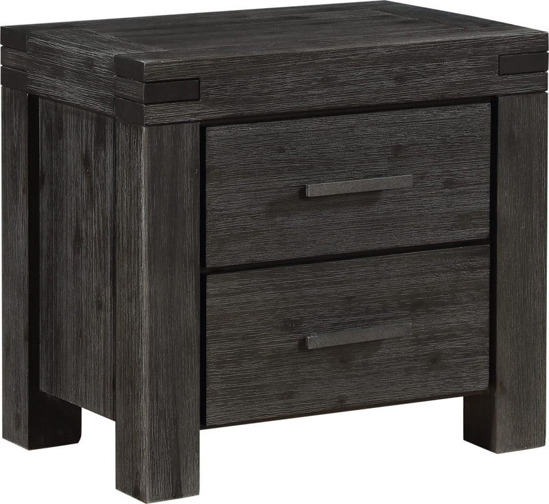 Meadow Solid Wood Two Drawer Nightstand in Graphite