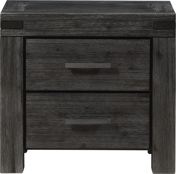 Meadow Solid Wood Two Drawer Nightstand in Graphite