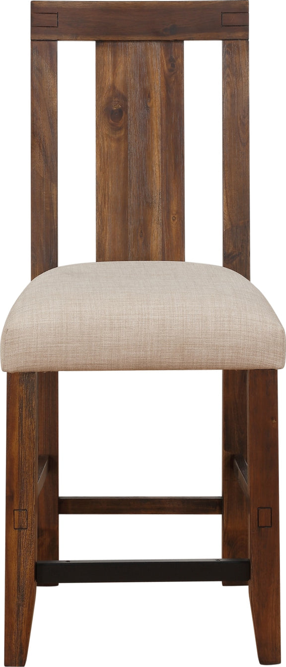 Meadow Solid Wood Upholstered Kitchen Counter Stool in Brick Brown