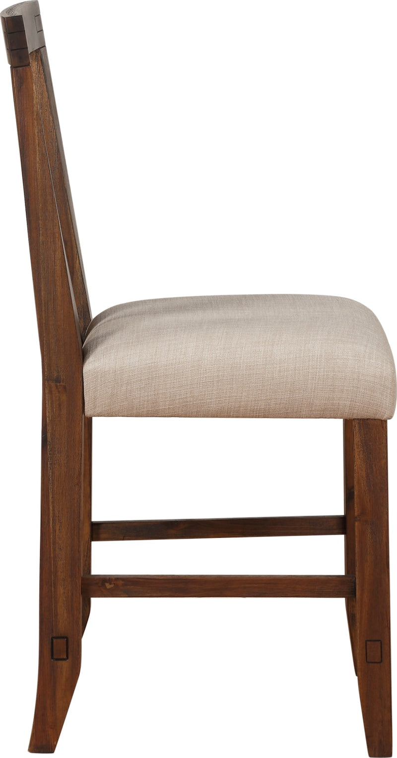 Meadow Solid Wood Upholstered Kitchen Counter Stool in Brick Brown