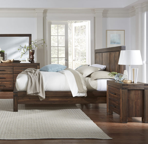 Meadow Two Drawer Solid Wood Nightstand in Brick Brown
