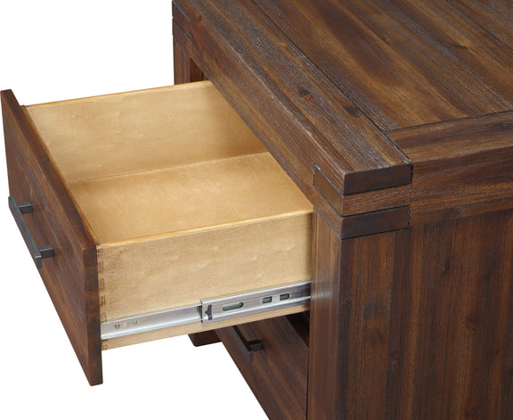 Meadow Two Drawer Solid Wood Nightstand in Brick Brown