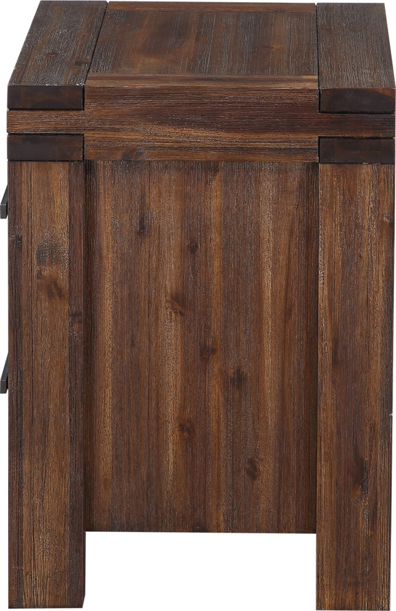 Meadow Two Drawer Solid Wood Nightstand in Brick Brown