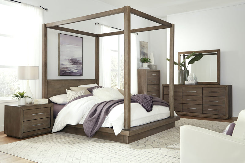 Melbourne Queen-Size Canopy Bed in Dark Pine