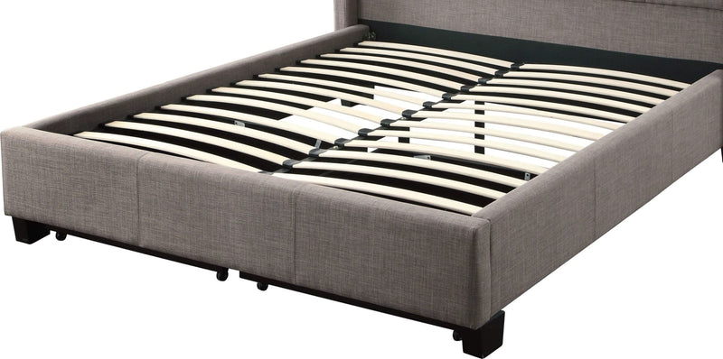 Melina California King-Size Upholstered Storage Bed in Dolphin Linen