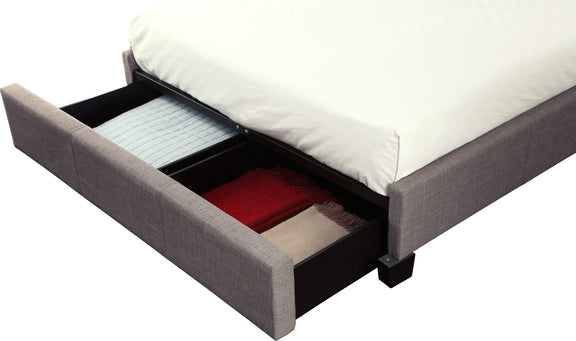 Melina California King-Size Upholstered Storage Bed in Dolphin Linen