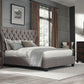Melina California King-Size Upholstered Platform Bed in Dolphin Linen