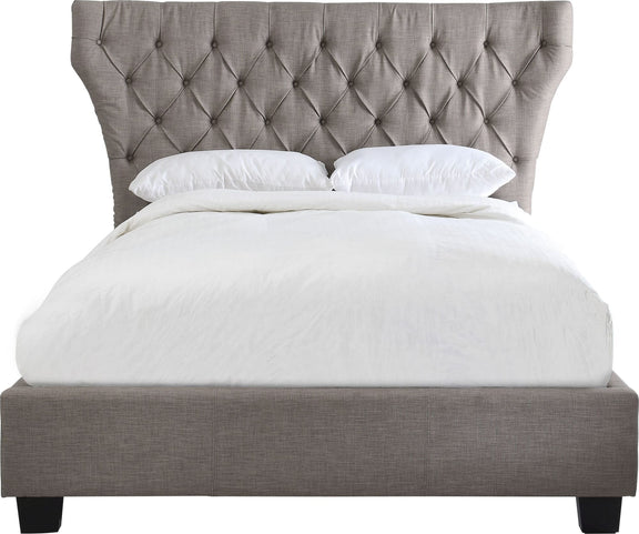 Melina California King-Size Upholstered Platform Bed in Dolphin Linen