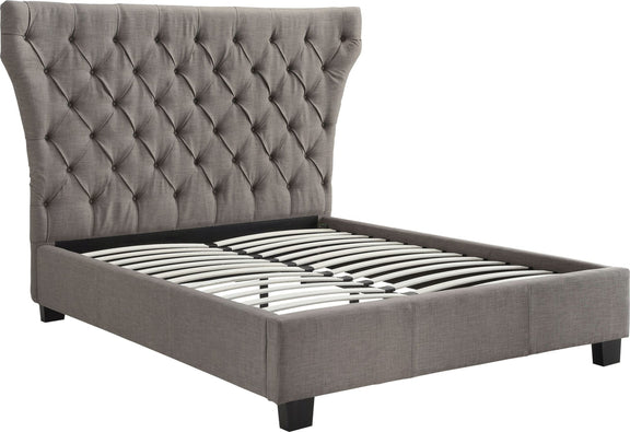 Melina Full-Size Upholstered Platform Bed in Dolphin Linen