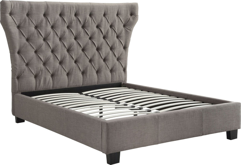 Melina Full-Size Upholstered Platform Bed in Dolphin Linen