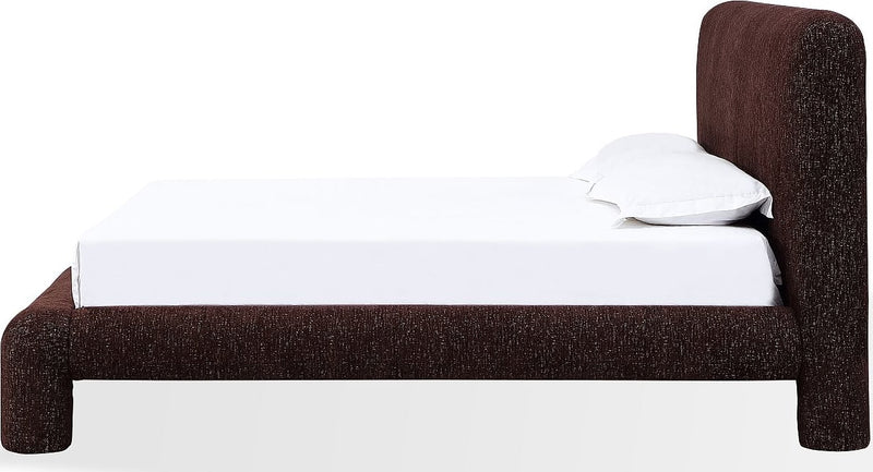 Mocoa California King-size Fully Upholstered Platform Bed in Mongoose Chenille