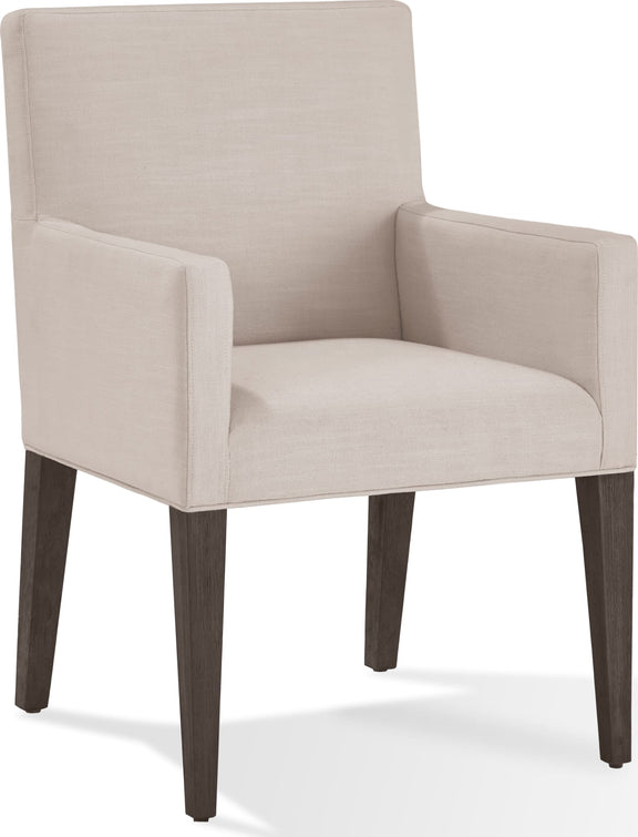 Modesto Upholstered Arm Chair in Abalone Linen and French Roast