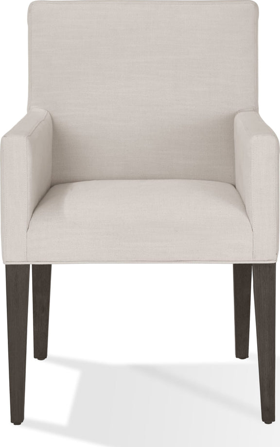 Modesto Upholstered Arm Chair in Abalone Linen and French Roast