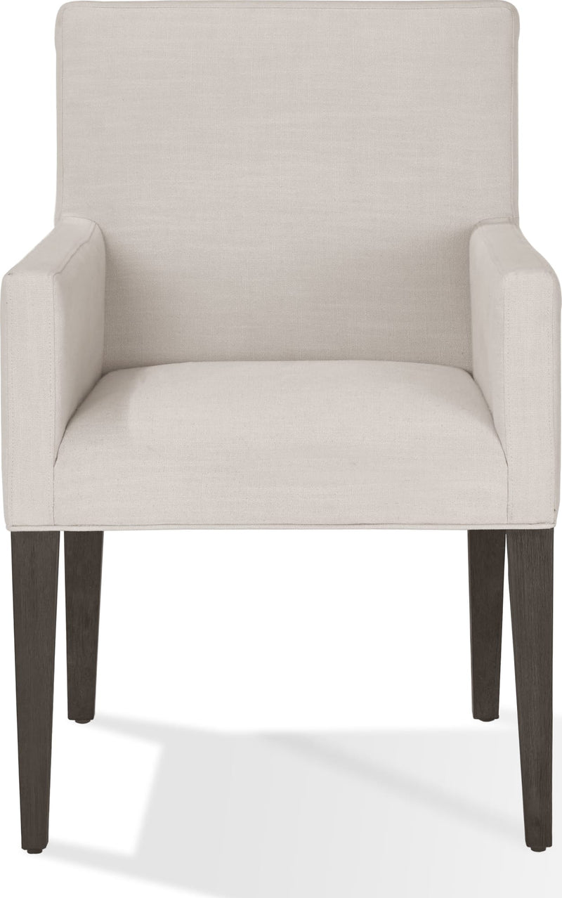Modesto Upholstered Arm Chair in Abalone Linen and French Roast