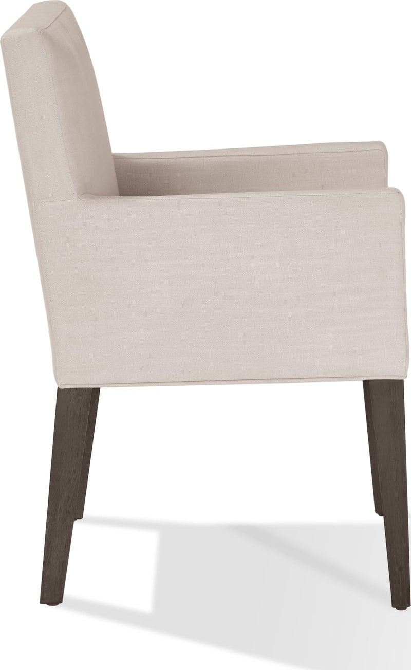 Modesto Upholstered Arm Chair in Abalone Linen and French Roast