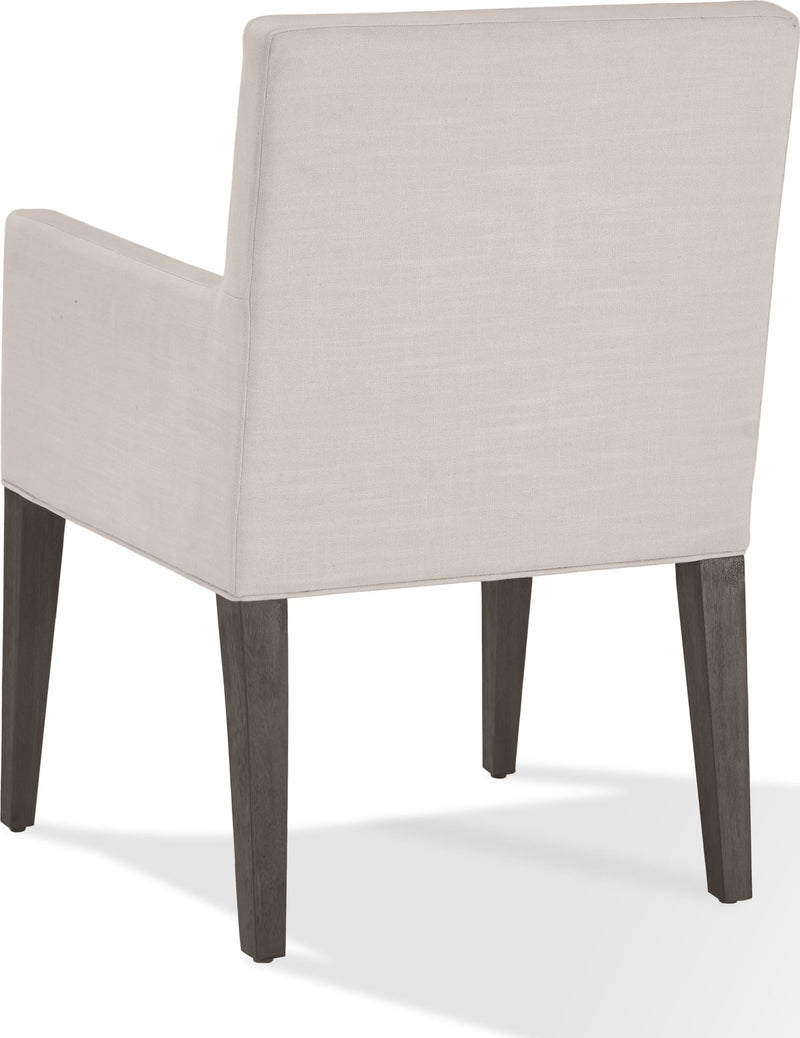 Modesto Upholstered Arm Chair in Abalone Linen and French Roast