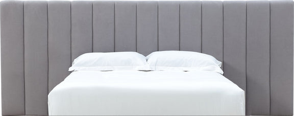 Monty Queen-Size Channeled Wall Bed Headboard Only in Gray Velvet