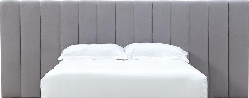 Monty Queen-Size Channeled Wall Bed Headboard Only in Gray Velvet