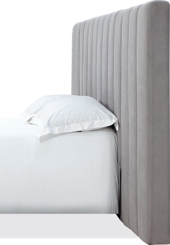 Monty Queen-Size Channeled Wall Bed Headboard Only in Gray Velvet