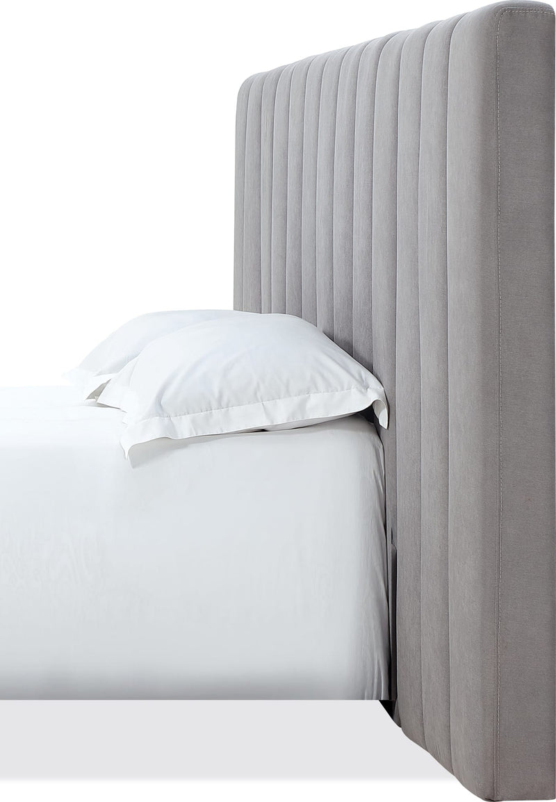 Monty Queen-Size Channeled Wall Bed Headboard Only in Gray Velvet
