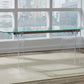 Moorea Double Pedestal Rectangular Dining Table in Clear Acrylic, Glass and Bronze Metal