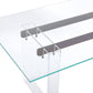 Moorea Double Pedestal Rectangular Dining Table in Clear Acrylic, Glass and Bronze Metal