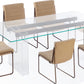 Moorea Double Pedestal Rectangular Dining Table in Clear Acrylic, Glass and Bronze Metal