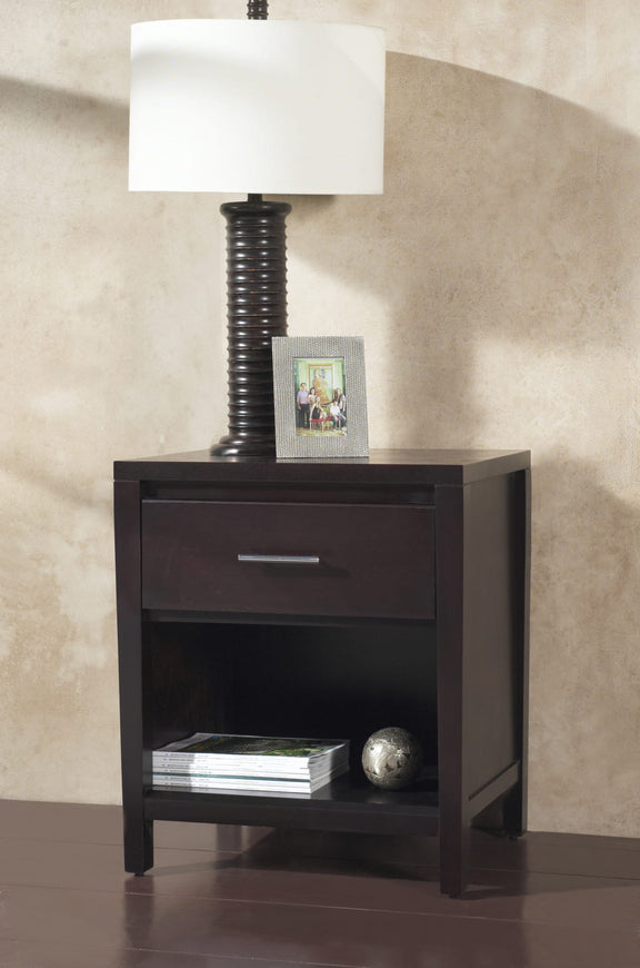 Nevis Charging Station Nightstand in Espresso