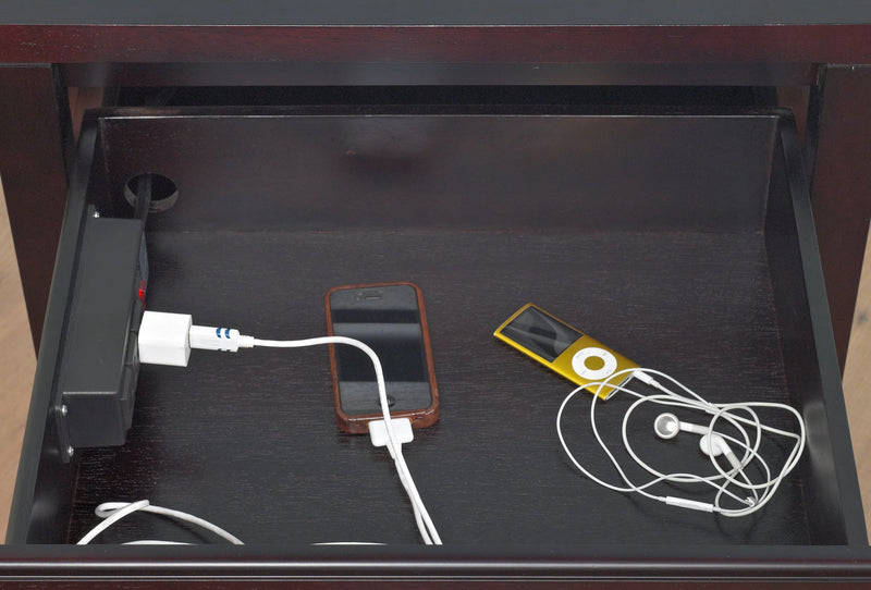 Nevis Charging Station Nightstand in Espresso