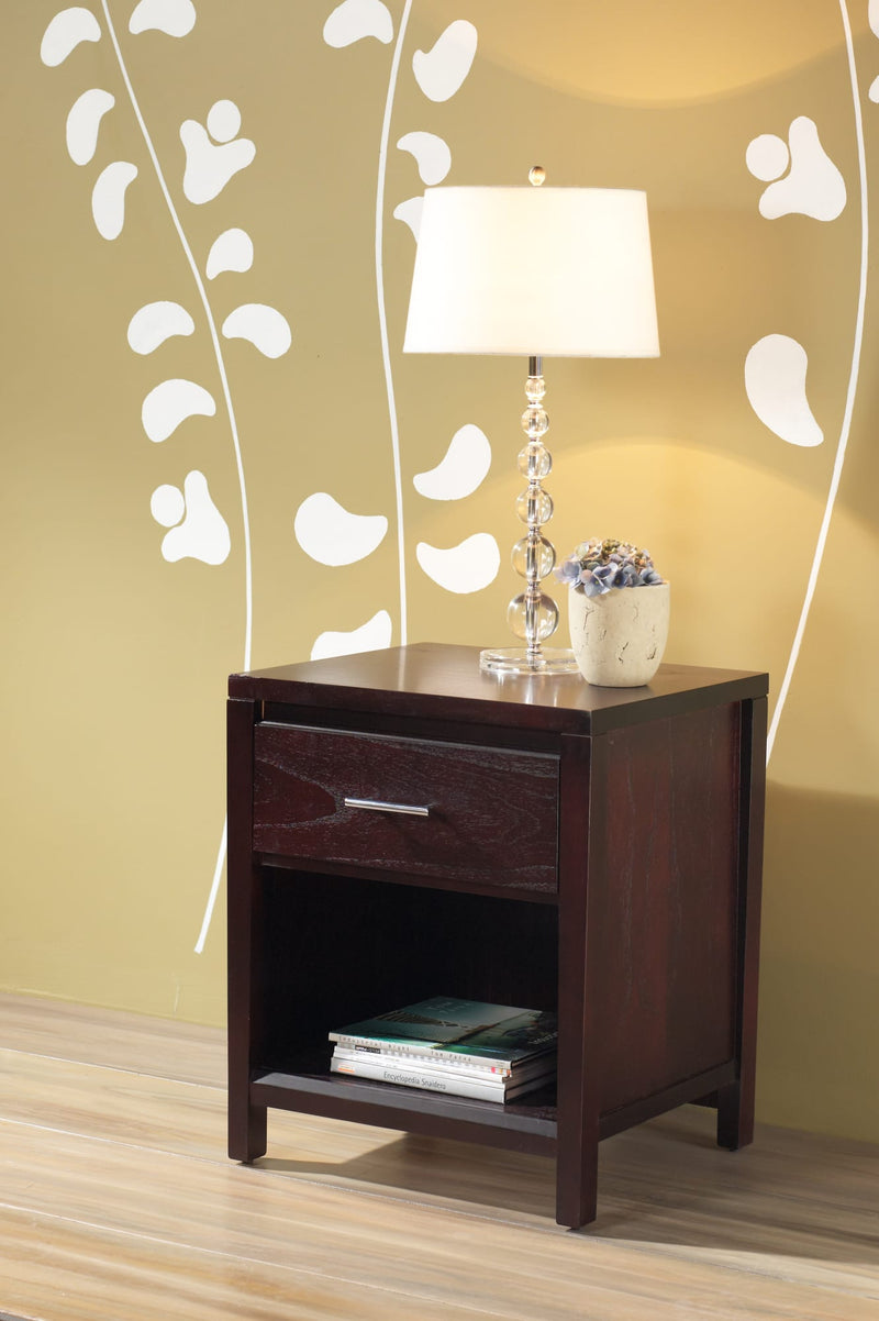 Nevis Charging Station Nightstand in Espresso