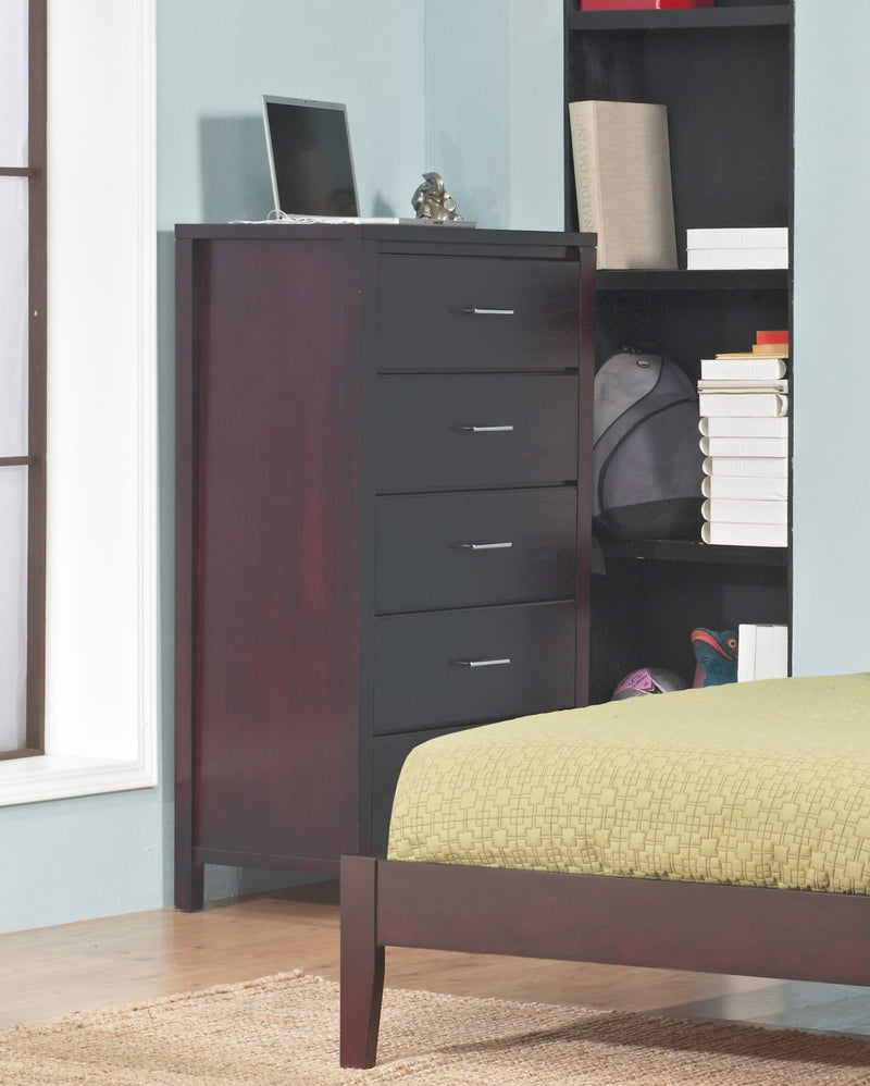 Nevis Five Drawer Chest in Espresso (2024)