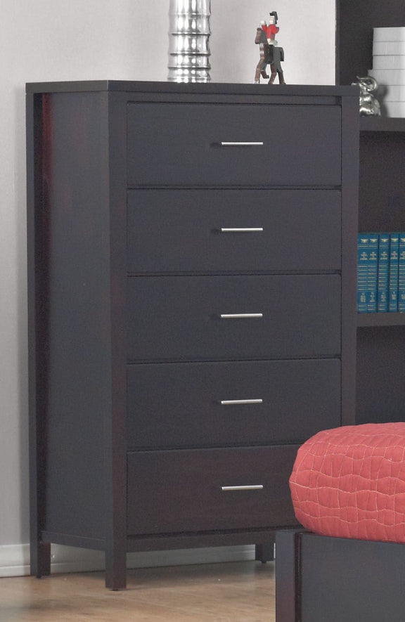 Nevis Five Drawer Chest in Espresso (2024)