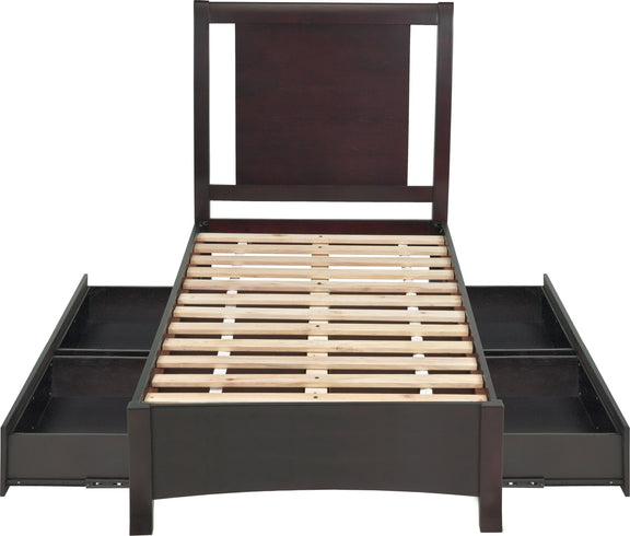 Nevis Twin-size Low Profile Storage Bed in Espresso