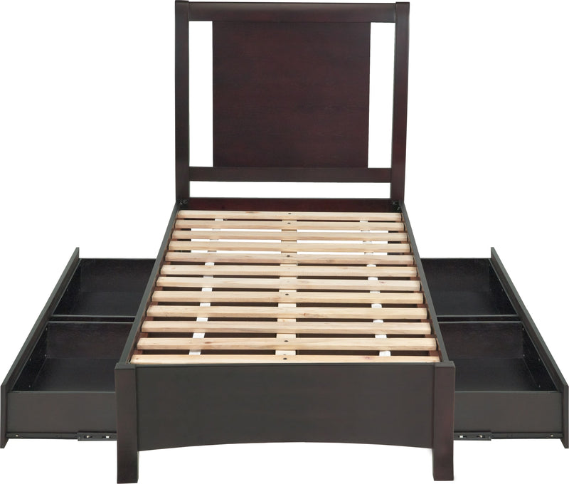 Nevis California King-size Low Profile Storage Bed in Espresso
